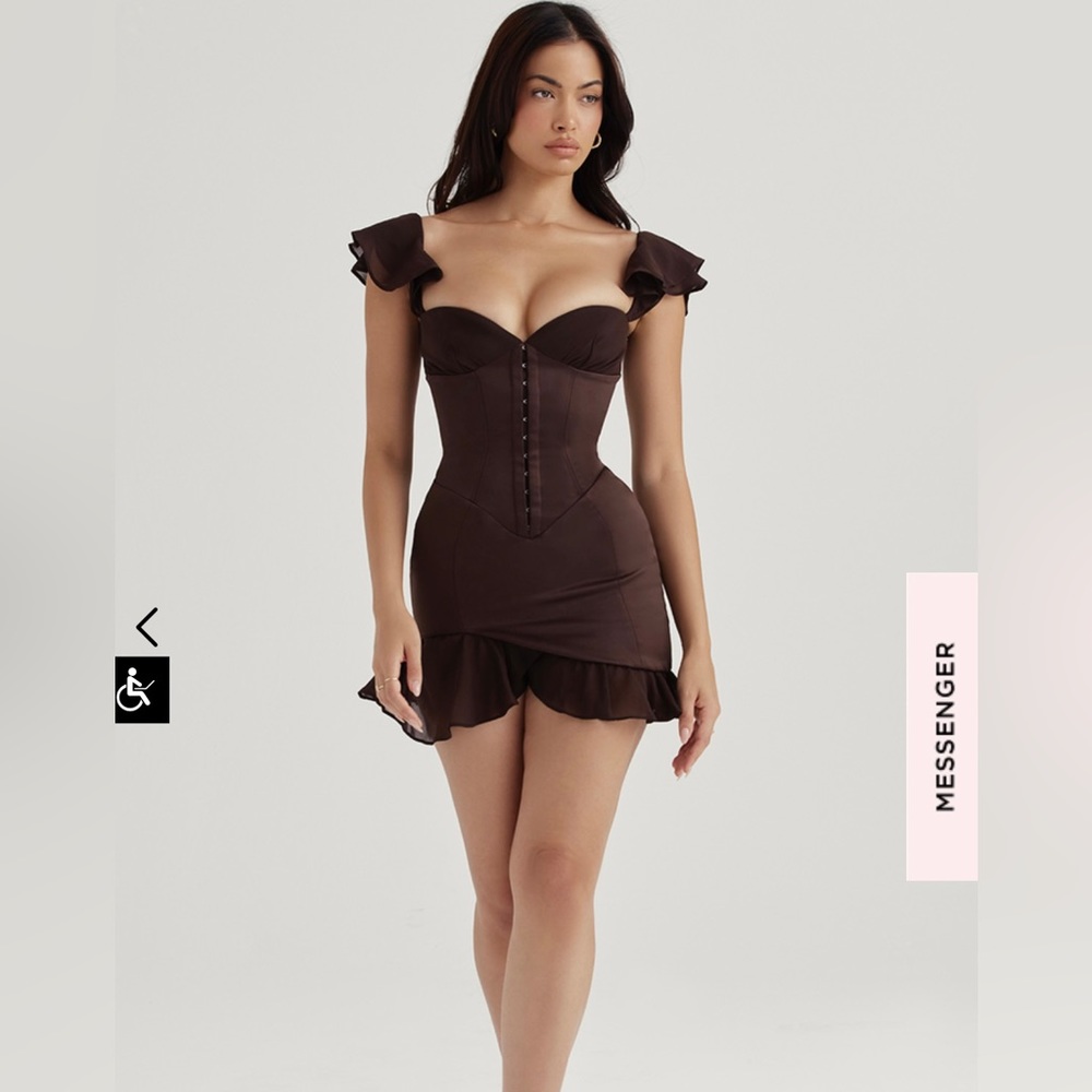 House of Cb brown frill dress